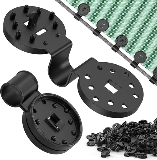 Heavy Duty Round Shade Cloth Clips 100Pcs - Plastic Garden Net Clamps for Shade Cloth for Garden, Tarp Clips Heavy Duty, Anti Bird Netting, Sun Shade Sail, Windproof Awning Clamp