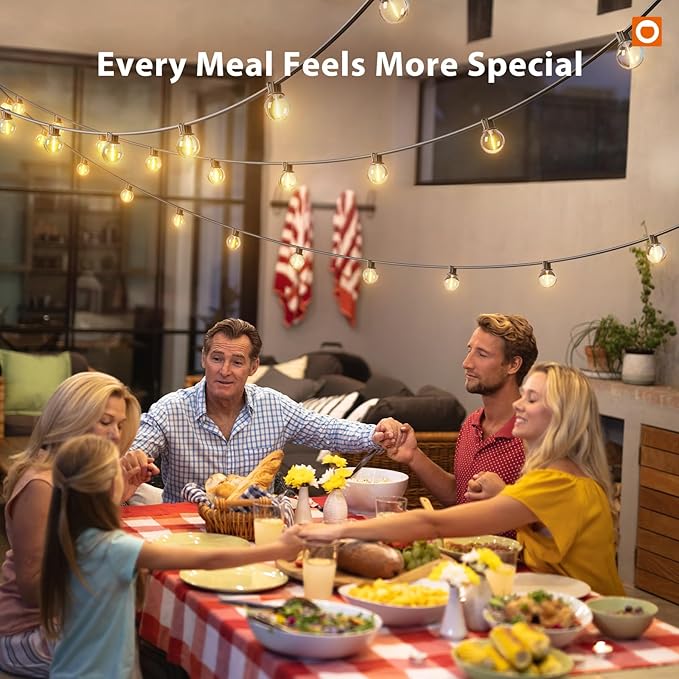 addlon Outdoor String Lights 50FT G40 with Remote, 27 LED Shatterproof Bulbs, Dimmable Patio Globe Lights Waterproof, Hanging Outside Lighting for Backyard, Garden, Deck, Balcony, Porch, Café, Decor