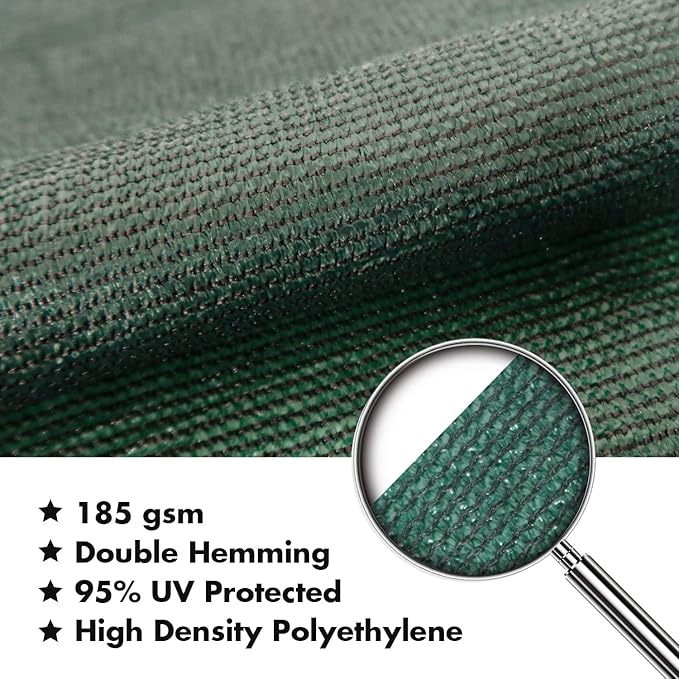 KANAGAWA 12'X16' Dark Green Custom Size Sun Shade Sail Rectangle UV Block Canopy Cover for Patio Backyard Lawn Garden Outdoor (Customized Available)