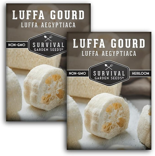 Survival Garden Seeds - Luffa or Loofah Seed for Planting - 2 Packets with Instructions to Plant and Grow Ornamental Gourds in Your Home Vegetable Garden - Non-GMO Heirloom Variety