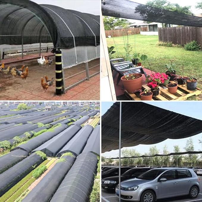 Shade Cloth for Plants Greenhouse, 80-90% Sunblock Shade Sails for Outdoor Garden Pergola Patio Lawn, Easier to Hang Sun Protection Neting Covers for Kennel Chicken Coop, 8x12 FT