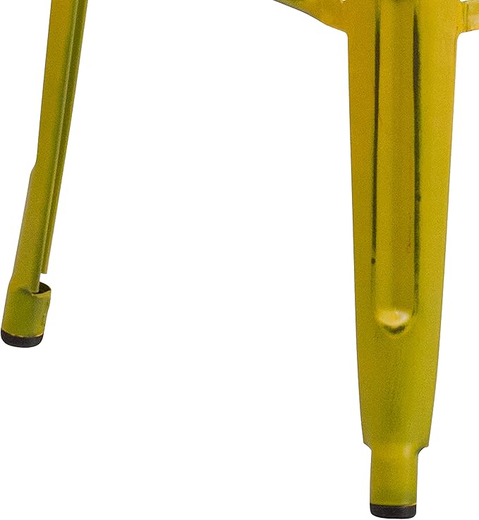 Flash Furniture Kai Commercial Grade 4 Pack 30" High Backless Distressed Yellow Metal Indoor-Outdoor Barstool