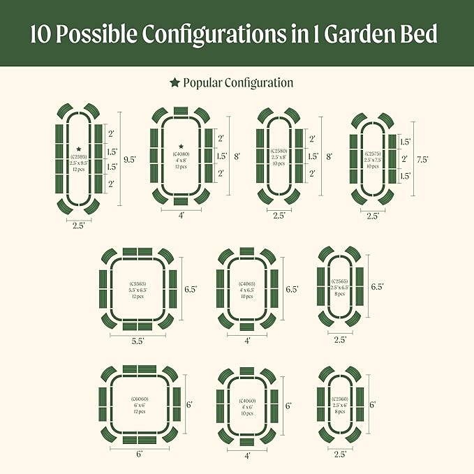 Vego garden 26" Extra Tall Raised Garden Bed Kits, 10 in 1 Modular Raised Planter Box for Vegetables Flowers Fruits Oval Metal Raised Garden-Olive Green
