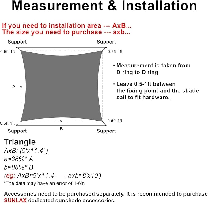 SUNLAX Sun Shade Sail 7' x 16' Sand Rectangle Canopy Sail Shade Cover UV Block Permeable Sunshade Outdoor for Patio Backyard Deck Pergola (We Make Custom Size)