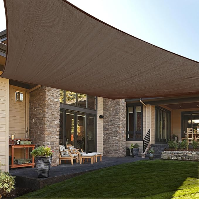 LOVE STORY Custom Size 6'x8' Brown Sun Shade Sail Rectangle UV Block Canopy Patio Sail Sunshades Fabric for Outdoor Garden Carport (We Make Custom Size)