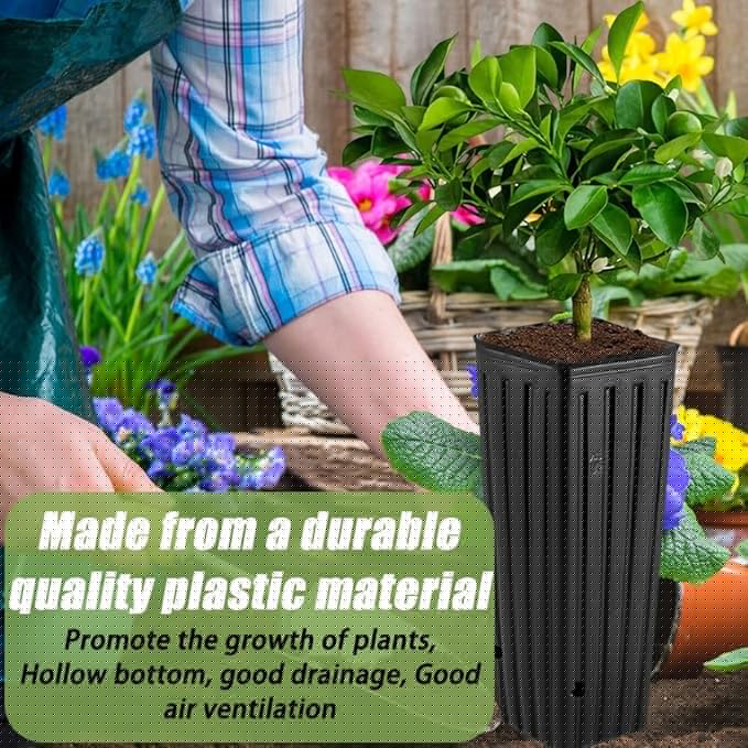 DredQcco Tall Deep Tree Pot, 50Pcs Plastic Plant Seedling Treepots Tall Flower Plant Container Starting Pots with Drainage Holes Flower Container for Indoor Outdoor Garden Plants 9.8" H x 4.7" W