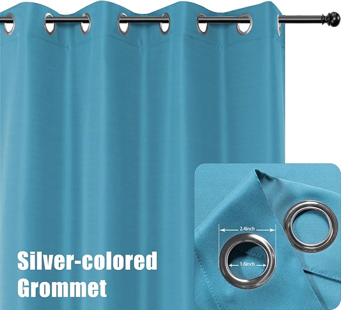 BONZER Outdoor Curtains for Patio Water Resistant Heavy Privacy Light Filtering Grommet Outside Curtains for Porch, Pergola, Gazebo, 1 Panel, 84W x 95L inch, Teal