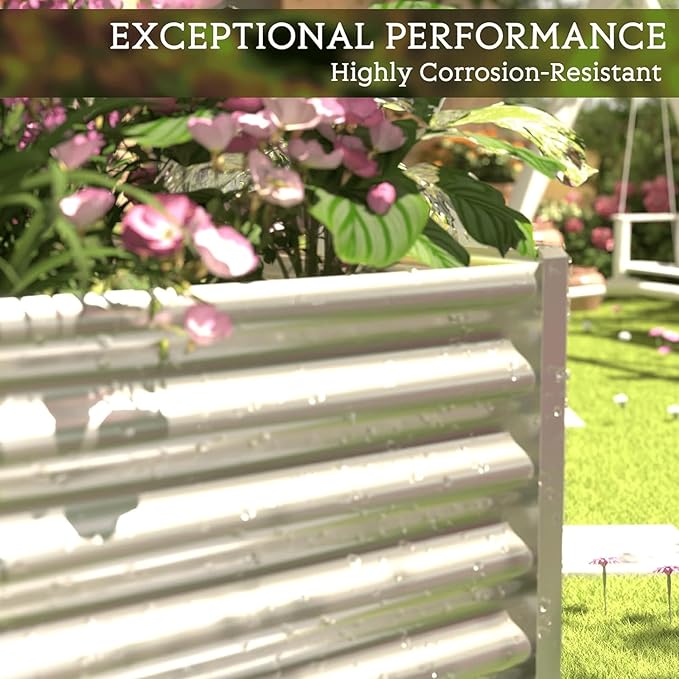 3 Pack 6x3FT Corrugated Galvanized Steel Raised Garden Bed Outdoor, Metal Above Ground Garden Bed for Vegetables and Flowers, Rectangle Raised Beds for Gardening
