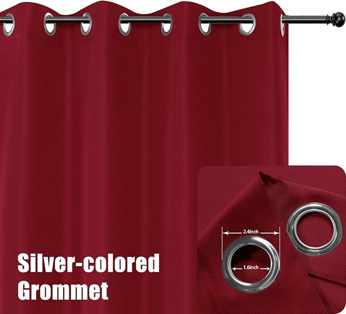 BONZER Waterproof Indoor/Outdoor Curtains for Patio Thick Privacy Extra Wide Grommet Curtains for Bedroom, Living Room, Porch, Pergola, Cabana, 1 Panel, 150W x 108L inch, Red