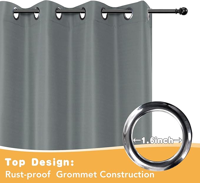 HolidayIdeas Outdoor Curtains for Patio Waterproof, 4 Panels - 54 x 84 Inch - Privacy Protection & Light Filtering Curtains Grey Grommet Outside Curtains for Porch, Gazebo, Pergola, Backyard