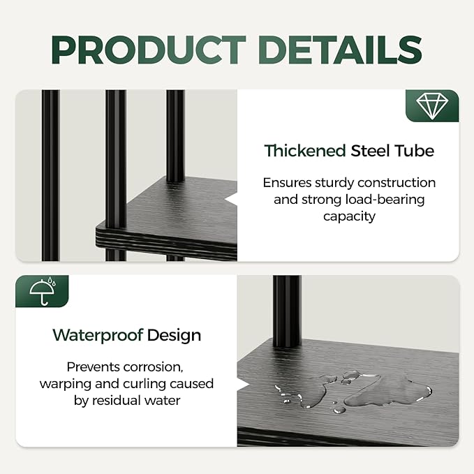 Bamworld Black Plant Stand Indoor 5 Tier Plant Shelf for Multiple Plants Corner Flower Stand Metal Wood Plant Table for Patio Garden Balcony Living Room Bedroom