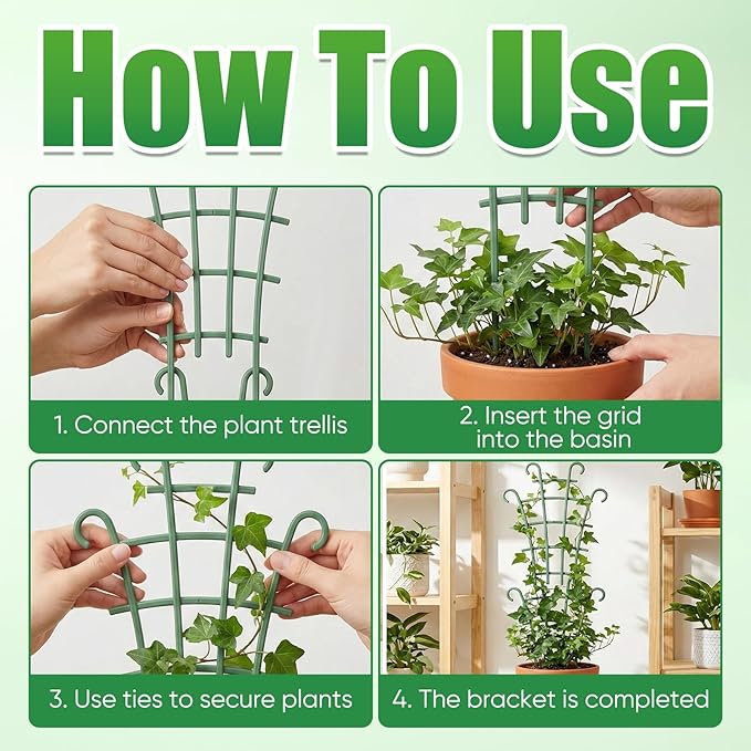 Plant Support Stakes,Stackable Plant Trellis for Indoor Climbing Plants,Small Plant Climbing Trellis for Potted Plants Plastic Climbing,Potted Plant Trellis for Houseplants (6PCS)