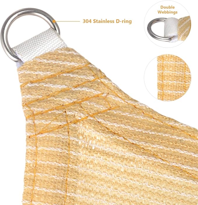 Eden's Decor Straight Flat-Edged Sun Shade Sail Rectangular 7' x 20' Beige UV-Blocking Outdoor Canopy Fabric Cloth Awning for Pergola Patio Garden Backyard Custom Size