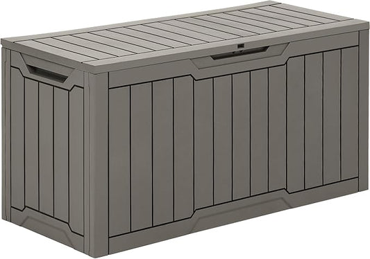 YITAHOME 80 Gallon Outdoor Storage Box, Large Waterproof Resin Deck Box, Indoor Outdoor Lockable Storage Container for Patio, Garden, Cushions, Tools, Equipment (Taupe)