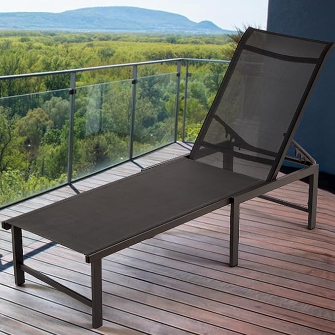 Outdoor Pool Lounge Chairs, Patio Aluminum Chaise Lounge, Five-Position Recliner Loungers for Poolside Yard Balcony Deck Beach (Grey, 4 pc)