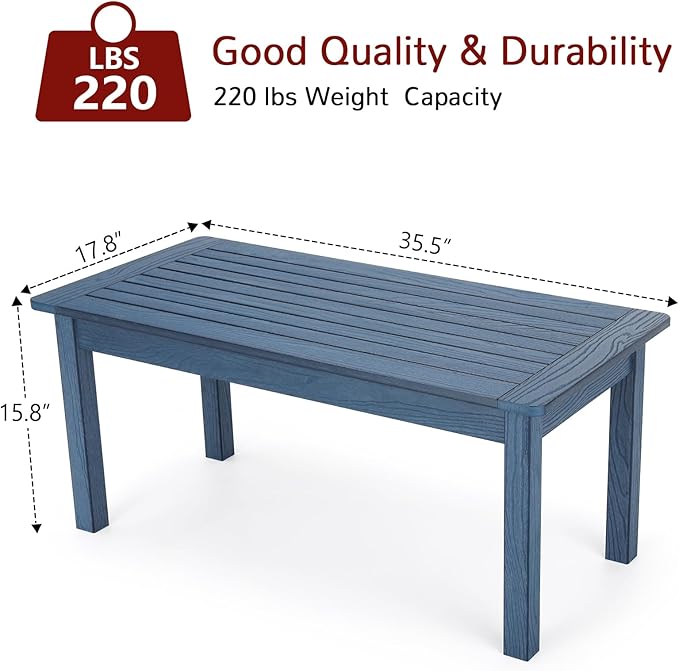 Stoog Outdoor Coffee Table, All-weahter Patio Side Table for Outside, Backyard, Porch, Garden, Balcony & Living Room, Blue