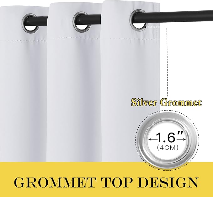 NICETOWN Greyish White Sliding Door Curtain 118 inch Length, Grommet Room Darkening Thermal Curtain Extra Long Sound Dampening for Living Room/Bedroom, W66 x L118, 1 Panel