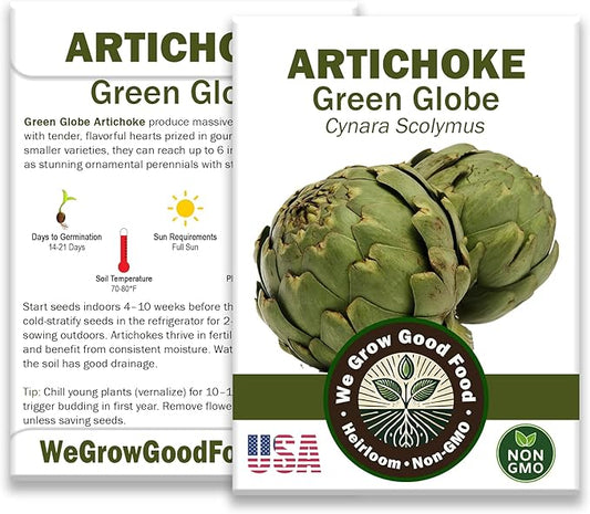 Seeds Artichoke Green Globe Heirloom Variety – Organic, Non-GMO, Perennial Vegetable for Garden and Raised Beds – Includes Instructions – USA Grown