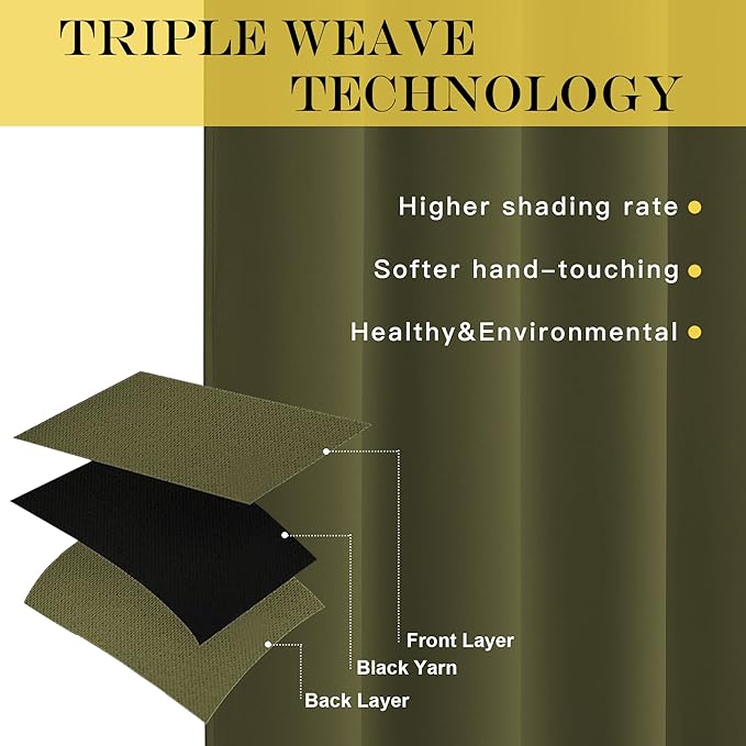 NICETOWN Bedroom Curtain Room Darkening Drapery 102 inches Length - Home Fashion Thermal Insulated Grommet Room Darkening Curtain for Living Room (Olive Green, 1 Panel, 52 x 102 inches)