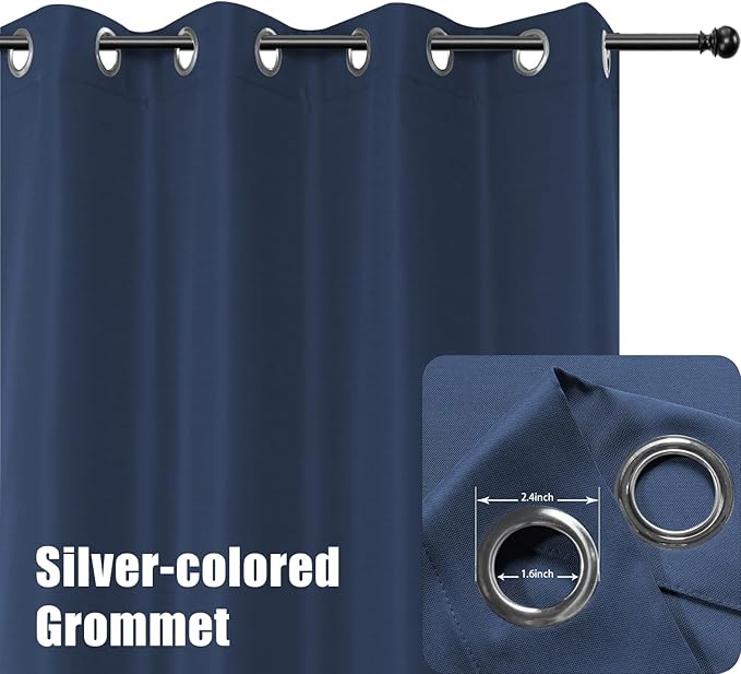 BONZER Outdoor Curtains for Patio Waterproof Thick Privacy Wide Grommet Light Filtering Outside Curtains for Porch Pergola Gazebo Deck, 1 Panel, 110W x 95L inch, Navy