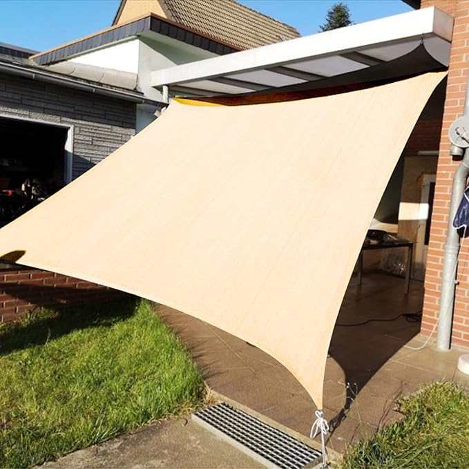 KANAGAWA 23'X24' Cream Custom Size Sun Shade Sail Rectangle UV Block Canopy Cover for Patio Backyard Lawn Garden Outdoor (Customized Available)
