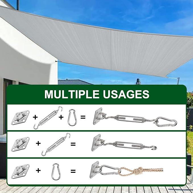 yofit Shade Sail Hardware Kit 5 inch for Triangle Rectangle Sun Shade Sail Installation, 304 Grade Stainless for Garden Outdoors, 80 Pcs