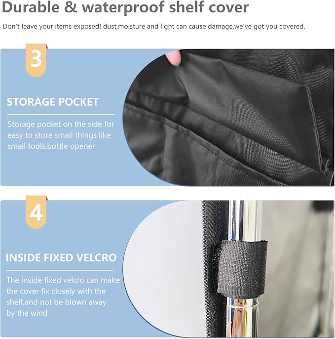 Waterproof Shelf Cover,Outdoor 600D Heavy Duty Dustproof Storage Shelves Cover,36''x18''x72'' Shelf Covers for Wire Shelving with Zippers,Storage Rack Covers with Clear Front