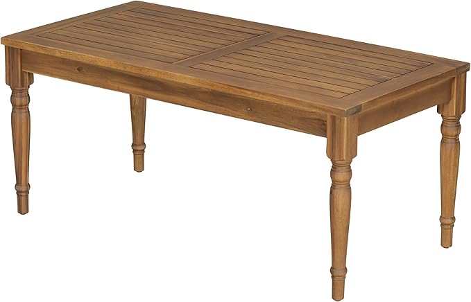 Christopher Knight Home Lama Rectangular Outdoor Coffee Table, Slat Panel Side Table, Acacia Wood Side Desk for Backyard Balcony Garden, Weather Resistant Lightweight Patio Tea Table, Natural
