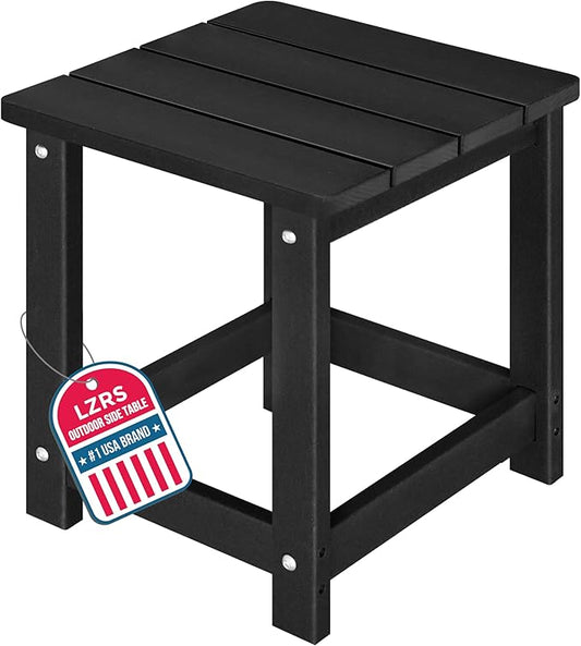 LZRS Adirondack Square Outdoor Side Table for Patio, Pool Composite Patio Table,HDPE End Tables for Backyard,Pool, Indoor Companion, Easy Maintenance & Weather Resistant(Black)
