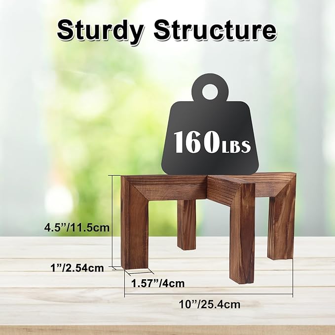 Plant Stand, Indoor/Outdoor Wood Plant Holder, Single Flower Pot Stand, Sturdy Planter Stands(Walnut, Fit 5-12 Inch Pots)