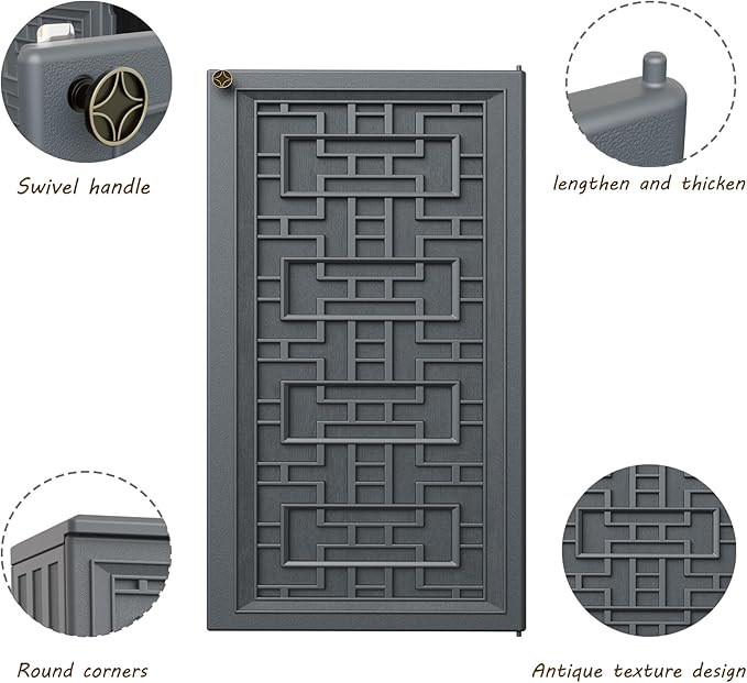 Indoor Outdoor Storage Cabinet Waterproof with Shelf,Plastic Storage Sheds Outdoor Cabinets for Patio/Garden/Backyard, Size 34.3''L*15''W*36.2''H（Gray）