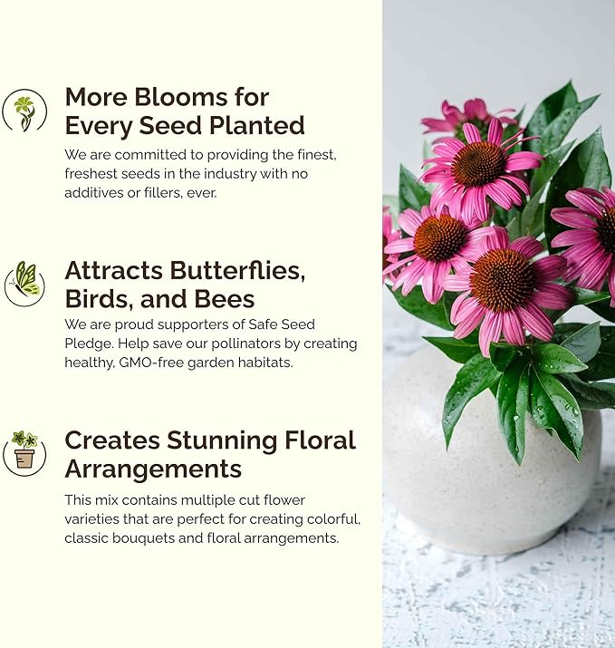 Eden Brothers The Bees Knees Wildflower Mixed Seeds for Planting, 5 lb, 2,400,000+ Seeds with Siberian Wallflower, Cosmos | Attracts Pollinators, Plant in Spring or Fall, Zones 3, 4, 5, 6, 7, 8, 9, 10