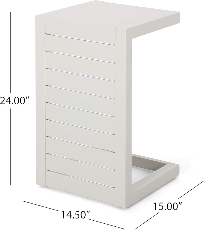 Christopher Knight Home Jesse Coral Outdoor Modern Aluminum C-Shaped End Table, White