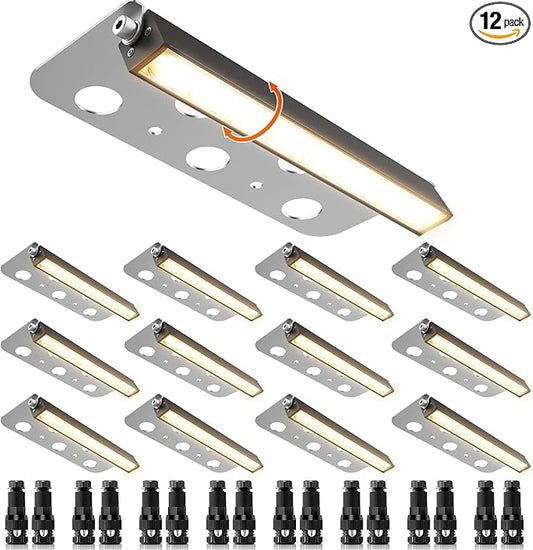JESLED 12 Pack 7inch LED Retaining Wall Lights, 5W Landscape Lighting, LED Hardscape Lighting,12V Paver Lights Low Voltage Hardscape Lights, 5W Outdoor Step Lights, 2700K Warm White, Waterproof