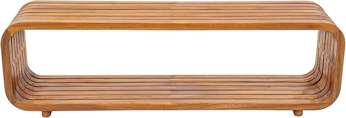 Christopher Knight Home Bruno Durable Acacia Wood Outdoor Coffee Table with Hollowed-Out Design, Slatted Patio Side Table, Versatile Patio Outdoor Furniture, No Assembly Needed, Teak