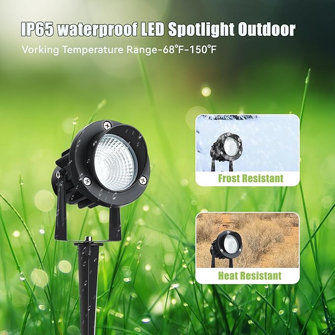10W Dusk to Dawn Led Light 120V 3000K 1000lm Warm White Landscape Outdoor Spotlights with Photocell Sensor IP65 Waterproof Spot Lights for Yard Flag Garden Tree