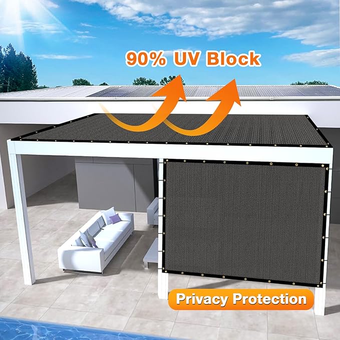 Artpuch Outdoor Pergola Shade Cover 13x13 FT Sun Shade Cloth with Grommets Dark Grey 90% UV Protection Canopy Patio Privacy Screen (Customized Available)