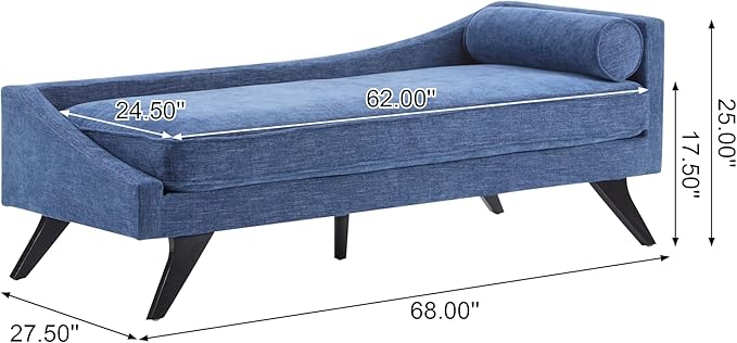 Christopher Knight Home Cagle Upholstered Loveseat Sofa with Splayed Legs, Birch Wood Frame Lounge Chair, Living Room Chaise Lounge Chair Indoor, Soft Lounge Sofa with Rolled Accent Pillow, Navy Blue