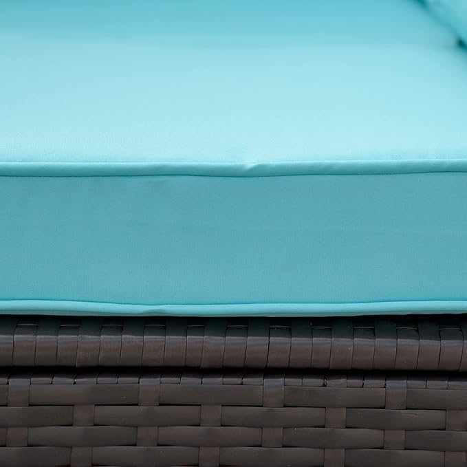 Outsunny 7-Piece Patio Furniture Sets Outdoor Wicker Conversation Sets All Weather PE Rattan Sectional Sofa Set with Cushions & Tempered Glass Desktop, Turquoise