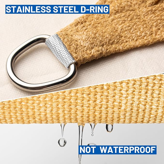 SUNLAX Sun Shade Sail 11' x 16' Sand Rectangle Canopy Sail Shade Cover UV Block Permeable Sunshade Outdoor for Patio Backyard Deck Pergola (We Make Custom Size)