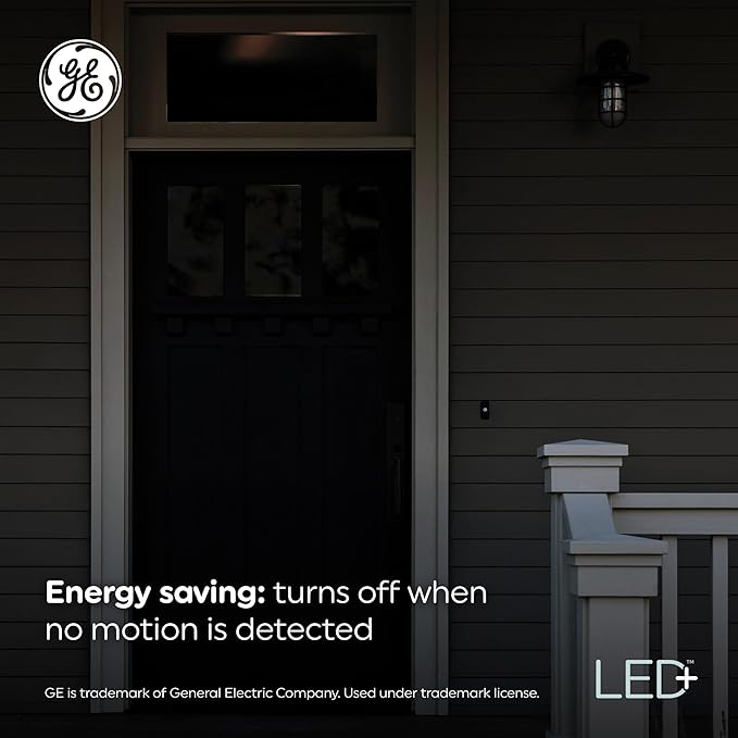 GE LED+ Motion Sensor LED Light Bulbs, 12W, Outdoor Security Lights, A21, Warm White (2 Count)(Pack of 4)