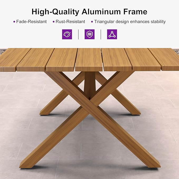 PURPLE LEAF 5 Pieces Outdoor Dining Set with Patio Aluminium Dining Table and Wicker Chairs Modern Furniture Cushions Sets for Backyard Indoor Decor Kitchen Teak