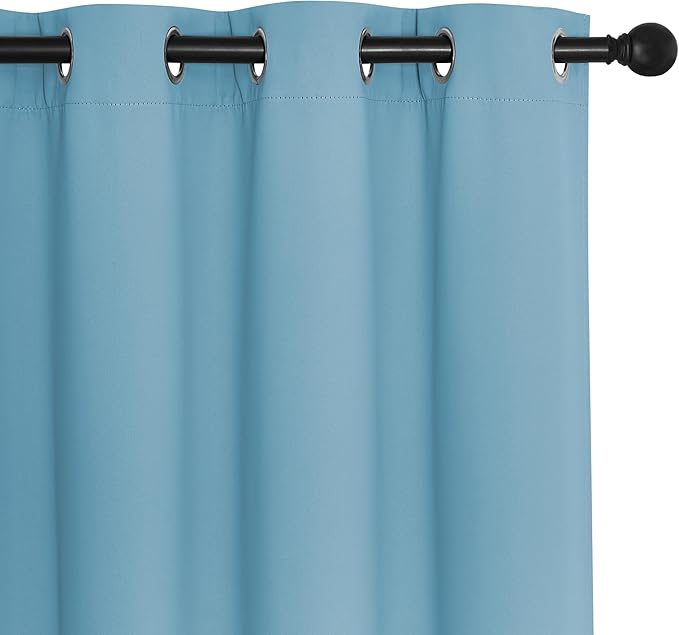 NICETOWN Blackout Room Divider Curtains for Sliding Glass Doors 102 Inches Long 1 Panel, Extra Wide Curtains for Doorway Patio Bedroom Living Room (Teal Blue, 80Wx102L, 1 Panel)