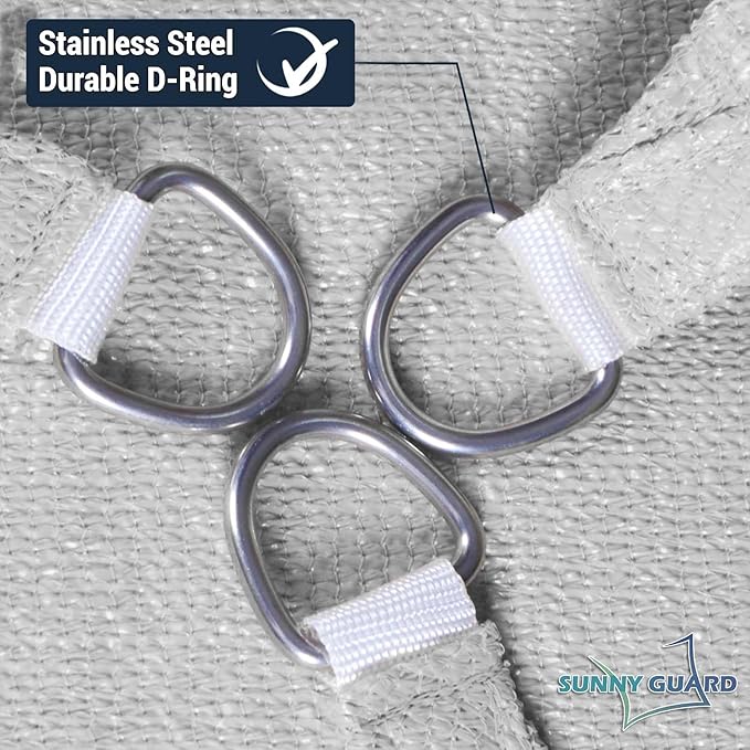 SUNNY GUARD Custom Size 9'x14' Silver Grey Sun Shade Sail Rectangle UV Block Shade for Backyard Yard Patio Deck Garden(Customized)