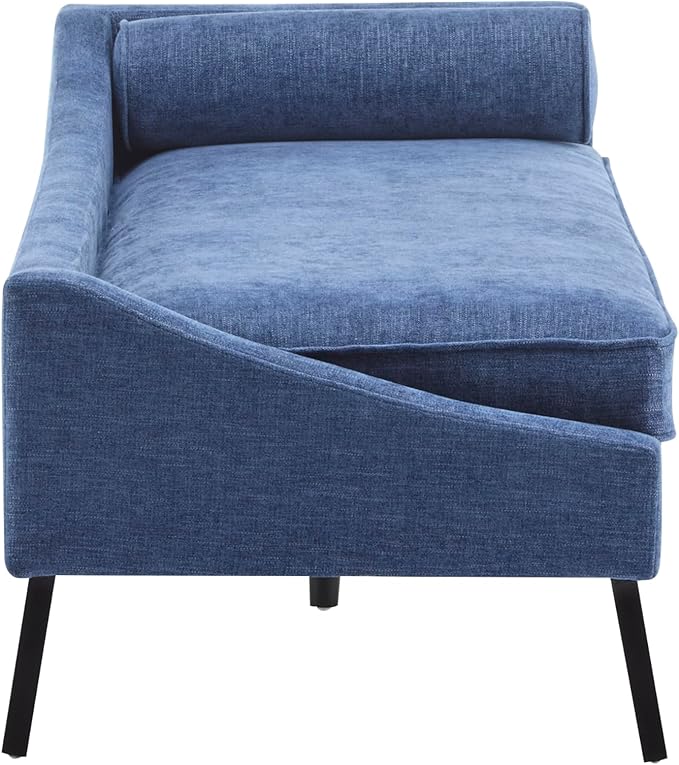 Christopher Knight Home Cagle Upholstered Loveseat Sofa with Splayed Legs, Birch Wood Frame Lounge Chair, Living Room Chaise Lounge Chair Indoor, Soft Lounge Sofa with Rolled Accent Pillow, Navy Blue