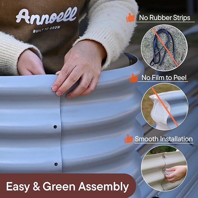 6-Pack 18” Tall Galvanized Raised Garden Beds – New Home Garden Layout, Fits 300 Sq Ft Backyard, 10x2x1.5 & 4x4x1.5 ft Metal Planter Raised Beds Set for Vegetable, Herb & Flower - Sand Beige