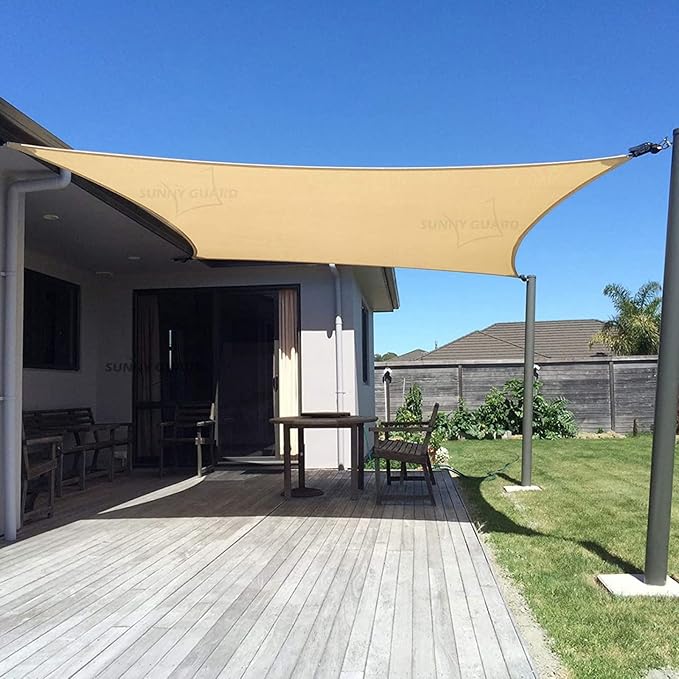 SUNNY GUARD Sun Shade Sail 8' x 8' Rectangle Sand UV Block Sunshade for Backyard Yard Deck Patio Garden Outdoor Activities and Facility(We Make Custom Size)
