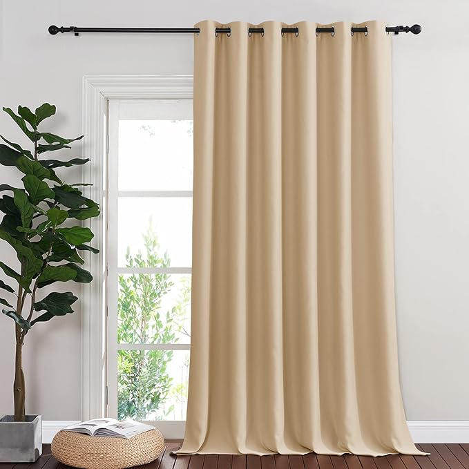 NICETOWN Sliding Door Curtain for Living Room, Blackout Patio Curtain & Drape Privacy Thermal Insulated Window Treatment for French/Patio Door (1 Panel, Biscotti Beige, W80 x L90)