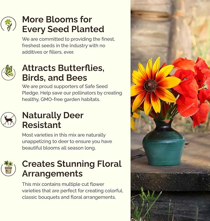 Eden Brothers New Jersey Wildflower Mixed Seeds for Planting, 5 lbs, 2,400,000+ Seeds with Cornflower, Coneflower | Attracts Pollinators, Plant in Spring or Fall, Zones