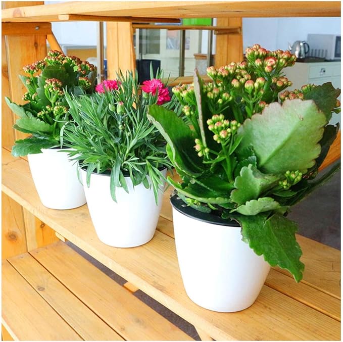 3.5“ Self Watering Planter White Flower Pot, 3 Pcs Small Planter Pot, Mini Plant Pot, for All Plants, Herbs, African Violets, Succulents, Flowers Or Start Plants, White, 3 inch